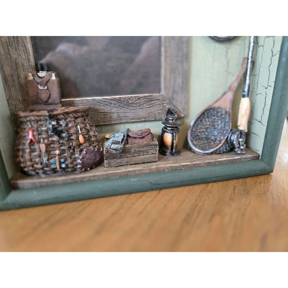Jordan Mark outdoor fishing tackle 3D Shadowbox 4x6 inch photo frame Resin/Wood